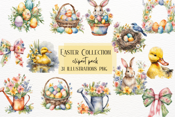 Download Watercolor Easter Bunny Clipart, Spring - Watercolor easter Collection