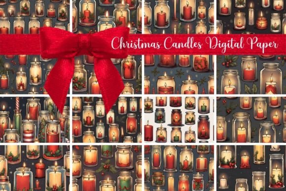 Download Christmas Candles Digital Paper - Candle Collection