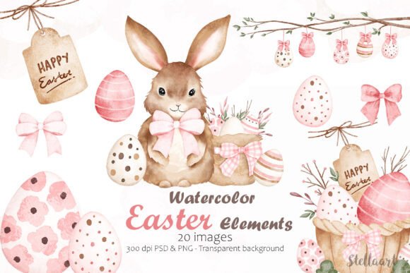 Download Watercolor Easter Elements - Watercolor easter Collection