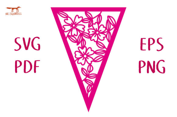 Download Wild Rose Pennant Bunting SVG Cut File - Cut file Collection