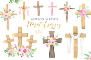 Download Watercolor Easter Floral Crosses - Watercolor easter Collection