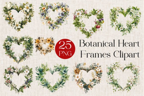 Download Valentines Botanical Heart Frame Clipart - Premium Bundle