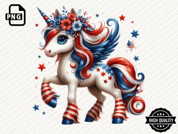 Download 4th of July Baby Unicorn Clipart PNG - Premium Resources