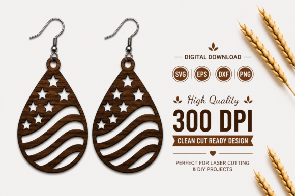 Download 4th of July Earrings Laser Cut File - Cut file Collection