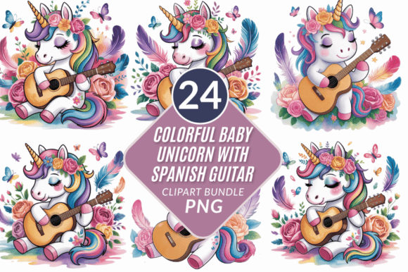 Download Colorful Baby Unicorn with Spanish PNG - Premium Resources